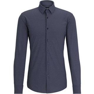 BOSS Black Herren Hemd blau gemustert Slim Fit