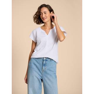 White Stuff White Stuff White Embroidered Nelly 100% Cotton T-Shirt