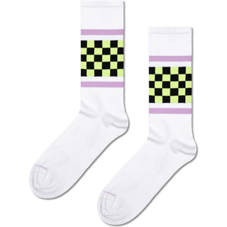 Beige Checked Stripe Sneaker Socks | Striped Sports Socks - White, Light Purple, Light Green, Black - 41-46