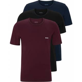 BOSS 3pak t-shirts med økologisk bomuld i sort, navy og bordeauxrød til herre.