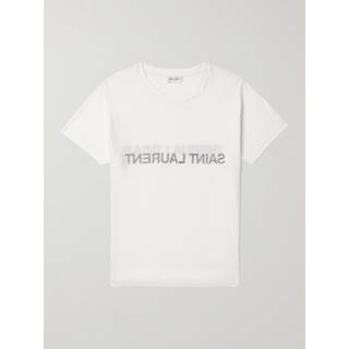 SAINT LAURENT - Logo-Print Cotton-Jersey T-Shirt - Men - White - XL