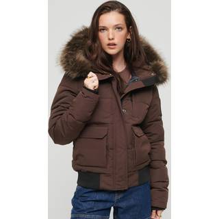 Superdrytil kvinder. W5011576A Everest brun quiltet bomberjakke med hætte (XL), Casual, Polyester