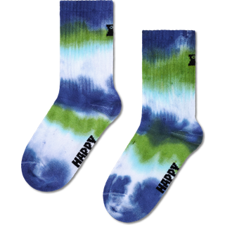 Kids Tie-dye Crew Socks | Colorful Toddler Socks - White, Light Green, Light Blue - 2-3 Years