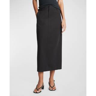Vince Low-rise cotton-blend midi skirt - black - XXXS