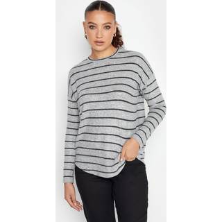 Lts Tall Grey Stripe Soft Touch Top 14 Lts | Tall Women's Long Sleeve Tops