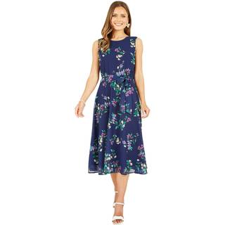 Yumi Yumi Blue Floral Print Midi Skater Dress