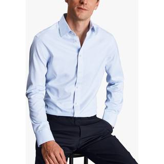 Charles Tyrwhitt Slim Fit Non Iron Mini Grid Check Shirt Sky Blue