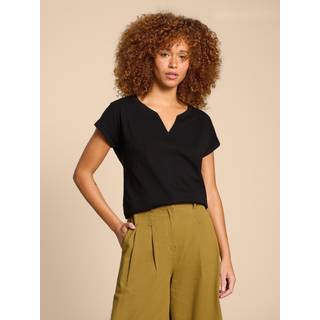 White Stuff T-shirt med hak i halsen Nelly 100% bomuldEU 42 (UK 14)