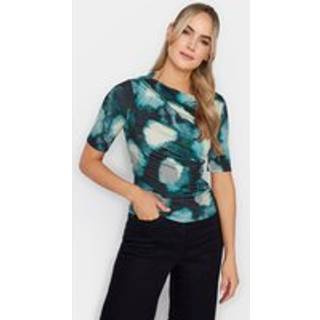 Lts Tall Blue Ink Spot Draped Top 22-24 Lts | Tall Women's Going Out Tops
