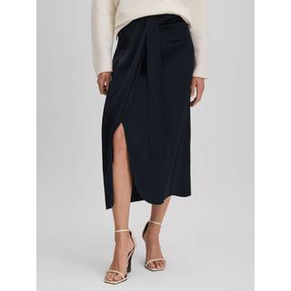 Reiss Reiss Navy Bella High Rise Wrap Midi Skirt