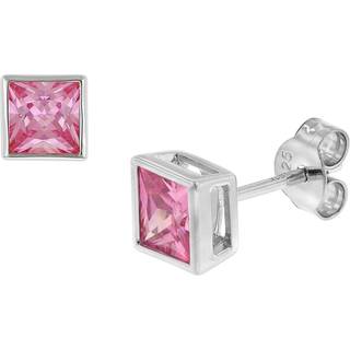 trendor 51670-04 Damen-Ohrringe 925 Silber Ohrstecker mit Zirkonia Pink