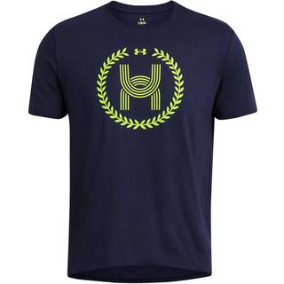 Under Armour Run Everywhere Wreath SS Running Shirt Men - Dark Blue, Neon Yellow, Size S - dark_blue