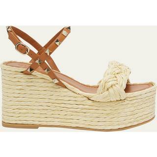 Valentino Garavani Rockstud braided leather espadrille wedges - brown - EU 40