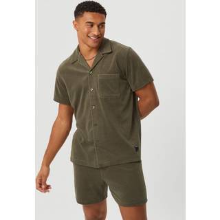 BORG TOWELING POOL SHIRT, EGRET