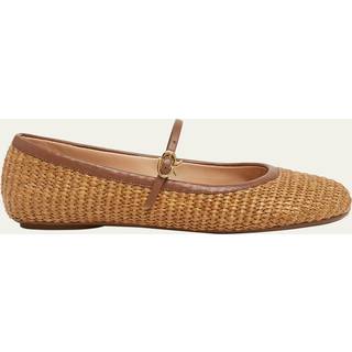 Gianvito Rossi Carla raffia and leather ballet flats - brown - EU 38