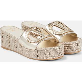 Valentino Garavani VLogo Signature metallic leather slides - gold - EU 36.5