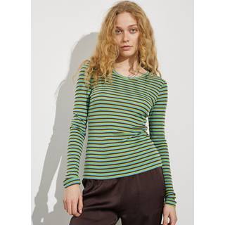 Lilita Gogreen Langærmet T-shirt, Blue Fudge Greenery Stripe, XS