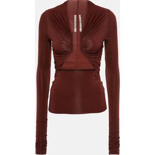 Rick Owens Cutout ruched jersey top - brown - M