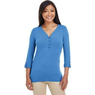 Damer Perfect Fity -Placket Convertible Sleeve Strik Top - White - XS (D0102H7YE7J)