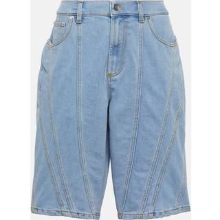 Mugler Spiral wide-leg denim shorts - blue - S