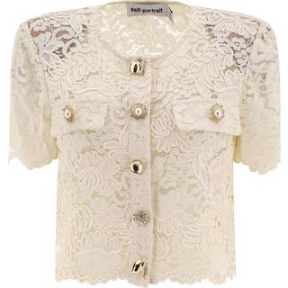 Self-Portrait Scalloped lace top - white - XXS