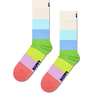 Colorful Striped Socks | Fun & Chunky Crew Socks - White, Blue, Green, Yellow, Purple, Dark Pink - 41-46