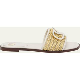 Valentino Garavani VLogo Signature raffia slides - brown - EU 35