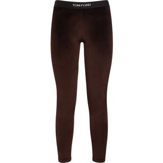 Tom Ford Logo velour leggings - brown - XXS