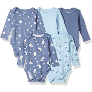 Hanes baby langærmet ultimativ flexy bodysuits drenge og piger 5-pakke himmel 0-6 måneder