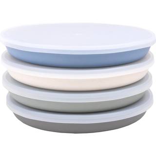 WeeSprout Bambustallerkener med l?g S?t med 4 bambustallerkener til b?rn Design i b?rnest?rrelse Bambusb?rnetallerkener med l?g til rester T?ler