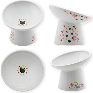 Necoichi Extra Wide Raised Cat Food Bowl Elevated Forebyggelse af nakke og whisker -tr?thed opvaskemaskine og mikrob?lgeovnsikker nr. 1 S?lger i