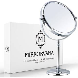 Mirrorvana Stor dobbeltsidet 10x og 1x forst?rrelsesmakeup -spejl med stativ i gave?ske 15? H?j og 8? Bred