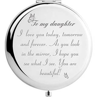 Didadiske datter gaver fra far mor til f?dselsdag Valentines Day Mothers Day Graduation and Christmas indgraveret makeup spejl til hende