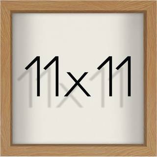 AmericanFlat 11x11 Shadow Box Frame i m?rk eg med bl?dt linned ryg - konstrueret tr? med knust -resistent glas og h?ngende hardware til v?g og bo