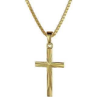 trendor 08512 Kreuz-Anhänger Gold 333/8K 22 mm mit goldplattierter Silberkette