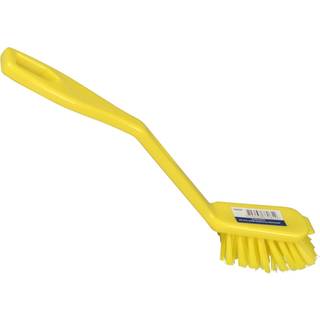 Opvaskebørste 23,5cm PP/nylon stive børstehår skrabekant gul