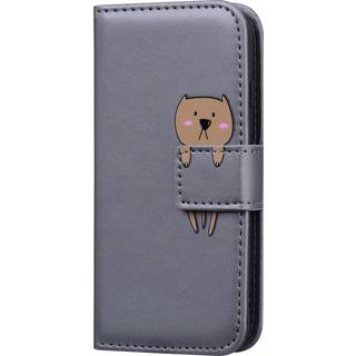 iPhone 15 Flip Cover m. Strop / Ståfunktion / Kortholder - Grå (Hund)