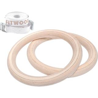 FitWood ULPU Gymnastikringe 28mm - Træ-overflade / Hvid Strop