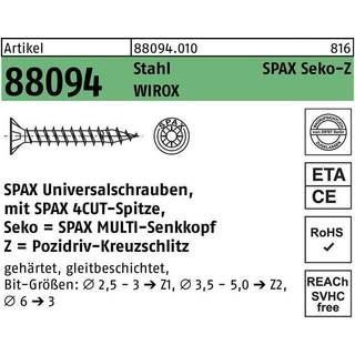 SPAX 1081010450403 Træskrue 4,5 mm TFX, FZB ETA-12/0114 4,5 mm