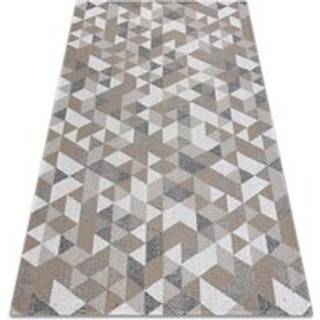 Tæppe CASA Økologisk, EKO SISAL Boho Trekanter 2816 fløde / taupé, lavet af genbrugsbomuld 153x220 cm