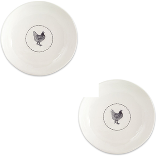 Stentøj kylling rundt fad (sæt af 2)