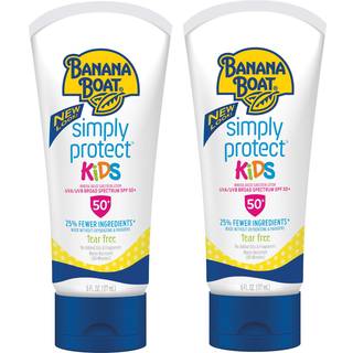 Banana Boat Kids 100% mineralbaseret SPF 50 tvillingepakke; duftfri, vandfast i 80 minutter, NEA-godkendelsesmærke