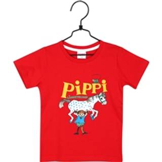 Pippi Langstrømpe T-shirt, Rød, 86-92