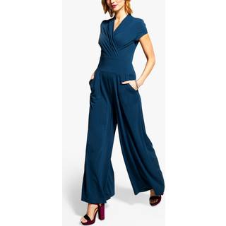 Hot Squash HotSquash Teal Blue Cap Sleeved Wide Leg Jumpsuit