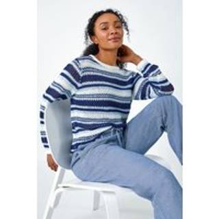 Roman Roman Blue Stripe Print Stretch Knit Jumper