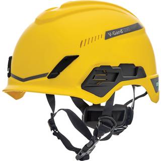 MSA 10194787 H1 V-Gard Helmet med FAS-TRAC III Ratchet Suspension | Polyethylen Shell Superior Impact Protection Self Justerende kronestropper -