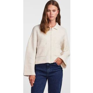 Pieces - Pcselena Ls Zip Knit - Striktrøjer og cardigans til kvinder - Cloud Dancer - L