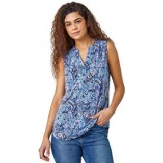 Roman Paisley Tryk Ærmeløs Stræk Bluse48