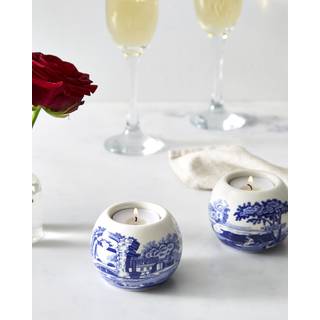 Spode Blue Italian fyrfadsstage 2-pak Blå-hvid