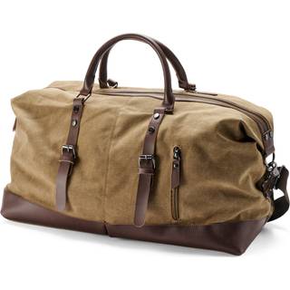 Vintage Karamel Canvas & Brunt Læder Duffeltaske